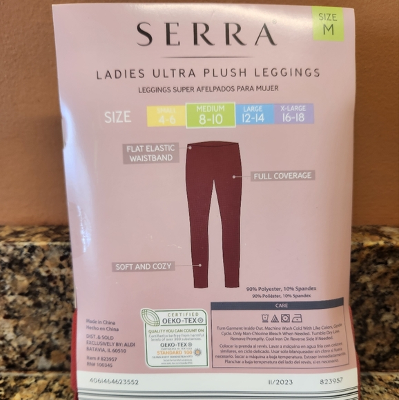 Serra plush leggings, size medium, New, red burgundy - Picture 3 of 5